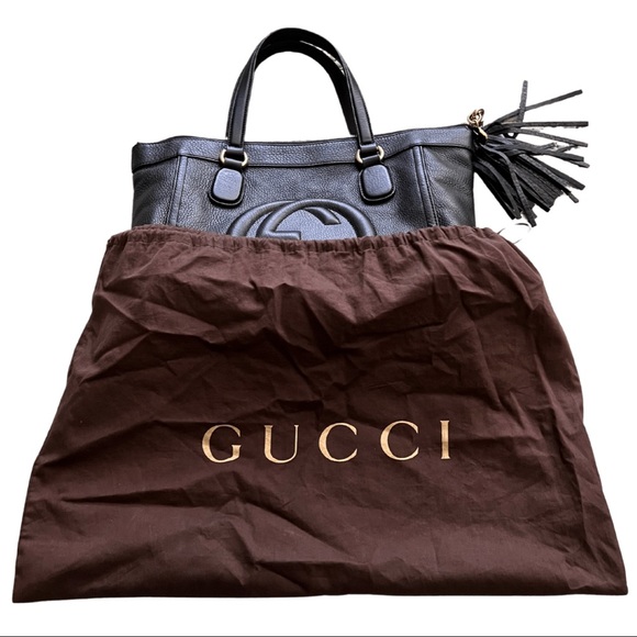 Gucci Black Lambskin Leather Soho Tote EUC with dust bag - Picture 2 of 8